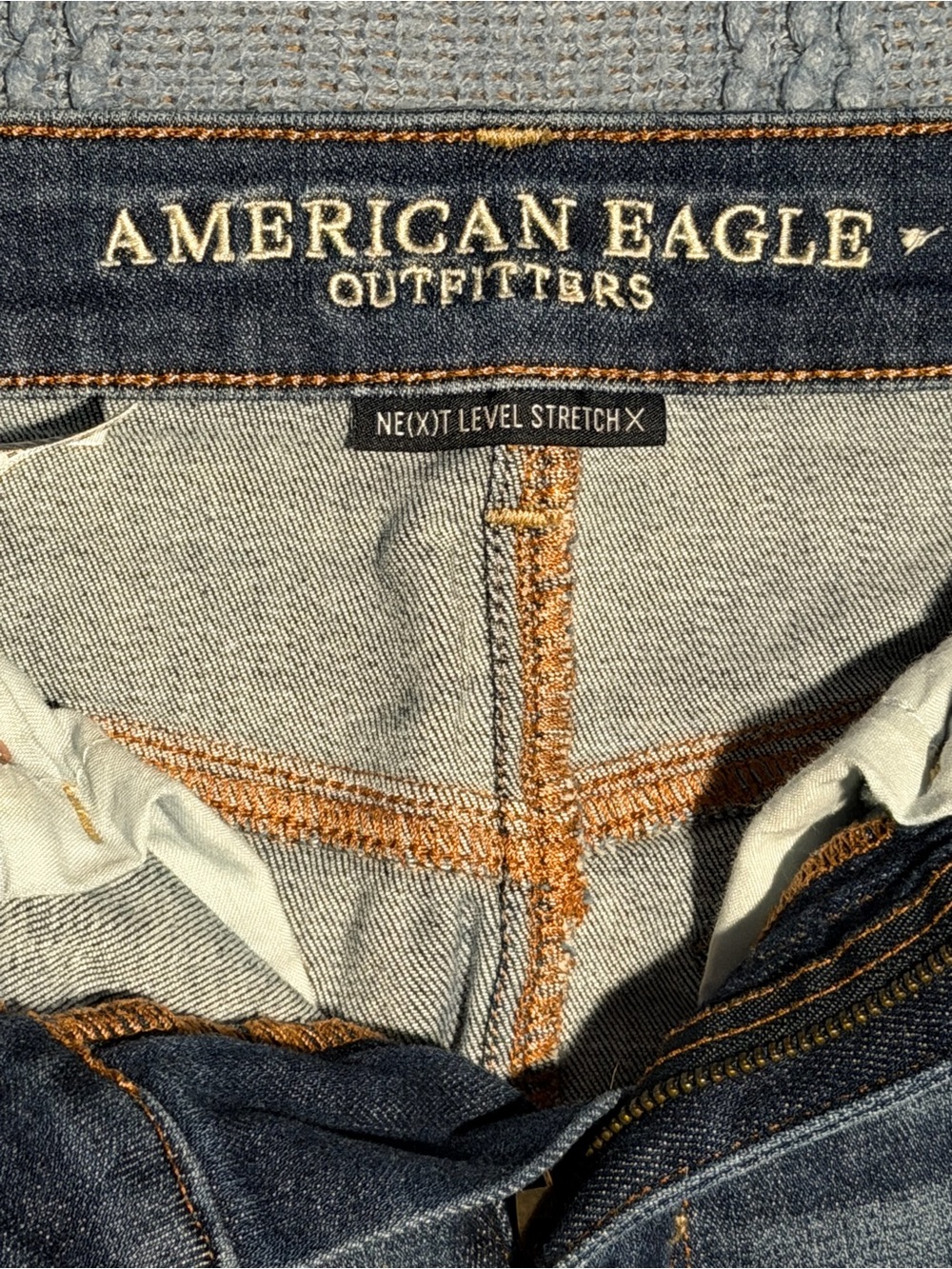 American Eagle Womens 00 Next Level Stretch X Denim Mini Skirt Zipper Raw Hem - Picture 5 of 6